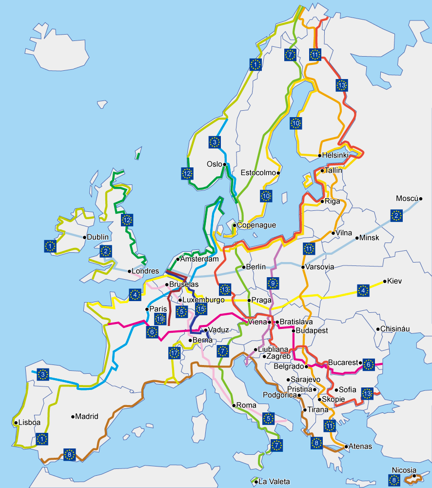 Red de rutas cicloturistas EuroVelo