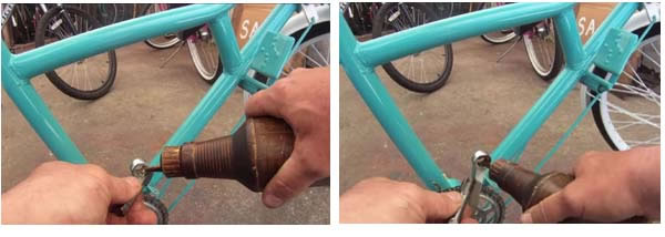 Roscado de bielas de bicicleta